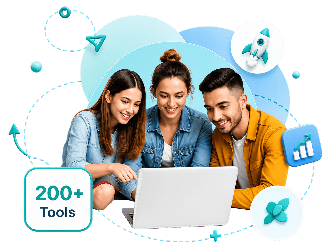Creators exploring AltFTool digital tools on a laptop