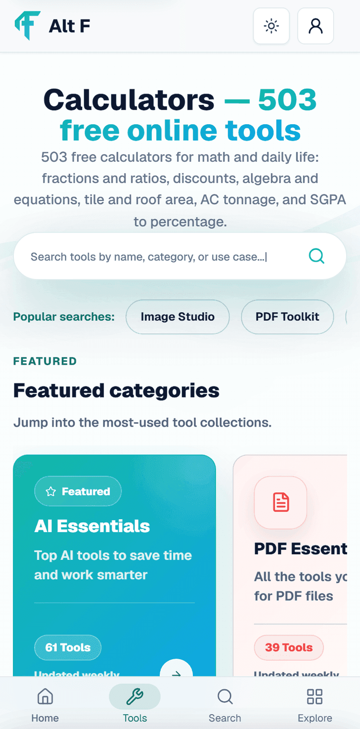 AltFTool search across tool categories
