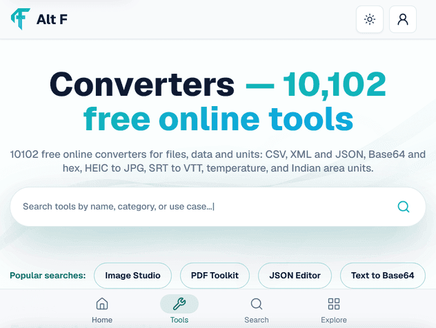 The AltFTool converters category listing